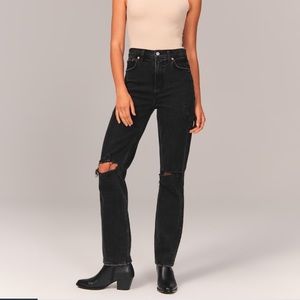 Abercrombie Ultra high rise 90s straight leg black jean